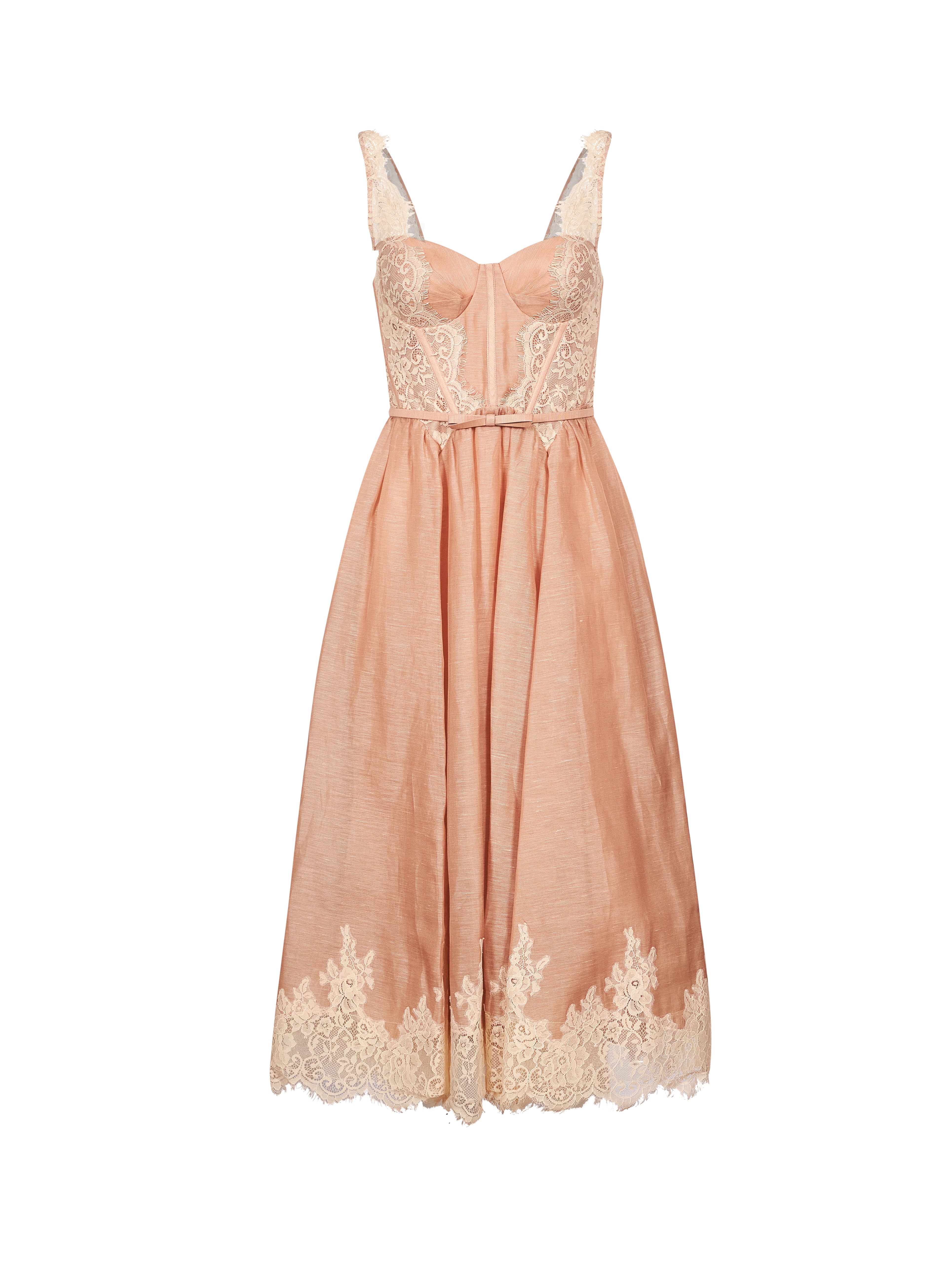 Abito midi con dettagli in pizzo Valiant in rosa 