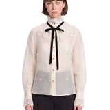 Blusa tuxedo modello Valiant in bianco 