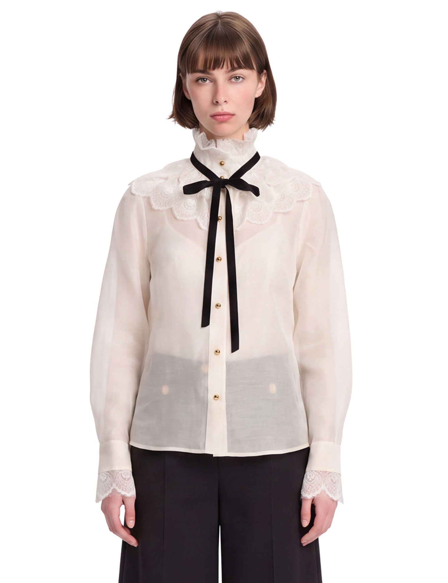Blusa tuxedo modello Valiant in bianco 