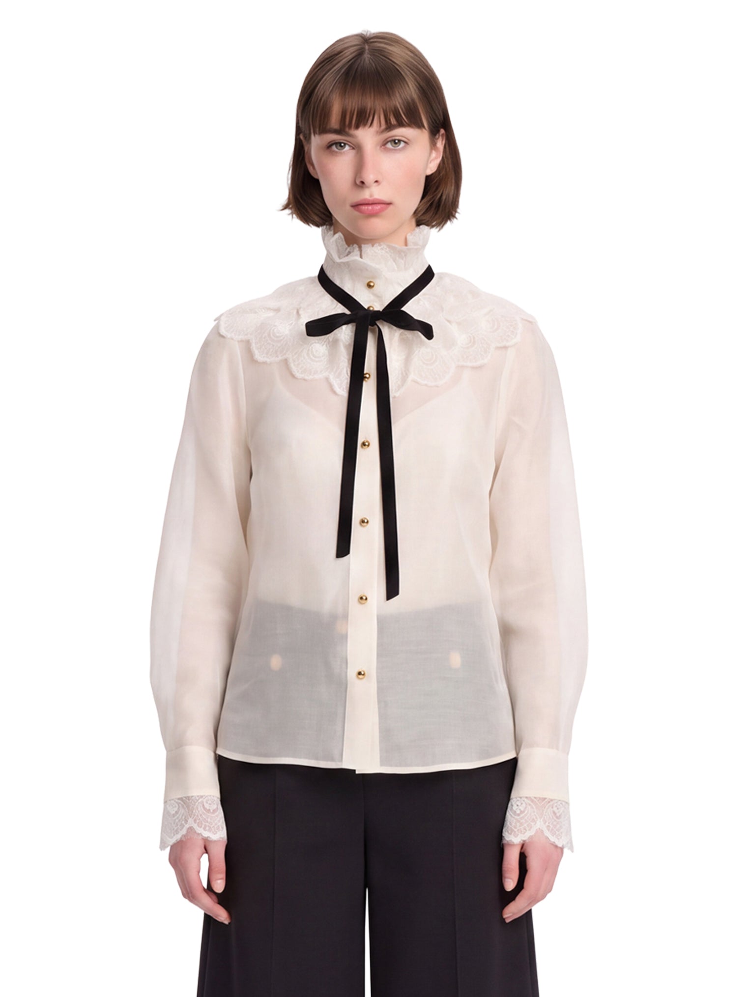 Blusa tuxedo modello Valiant in bianco 