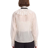 Blusa tuxedo modello Valiant in bianco 