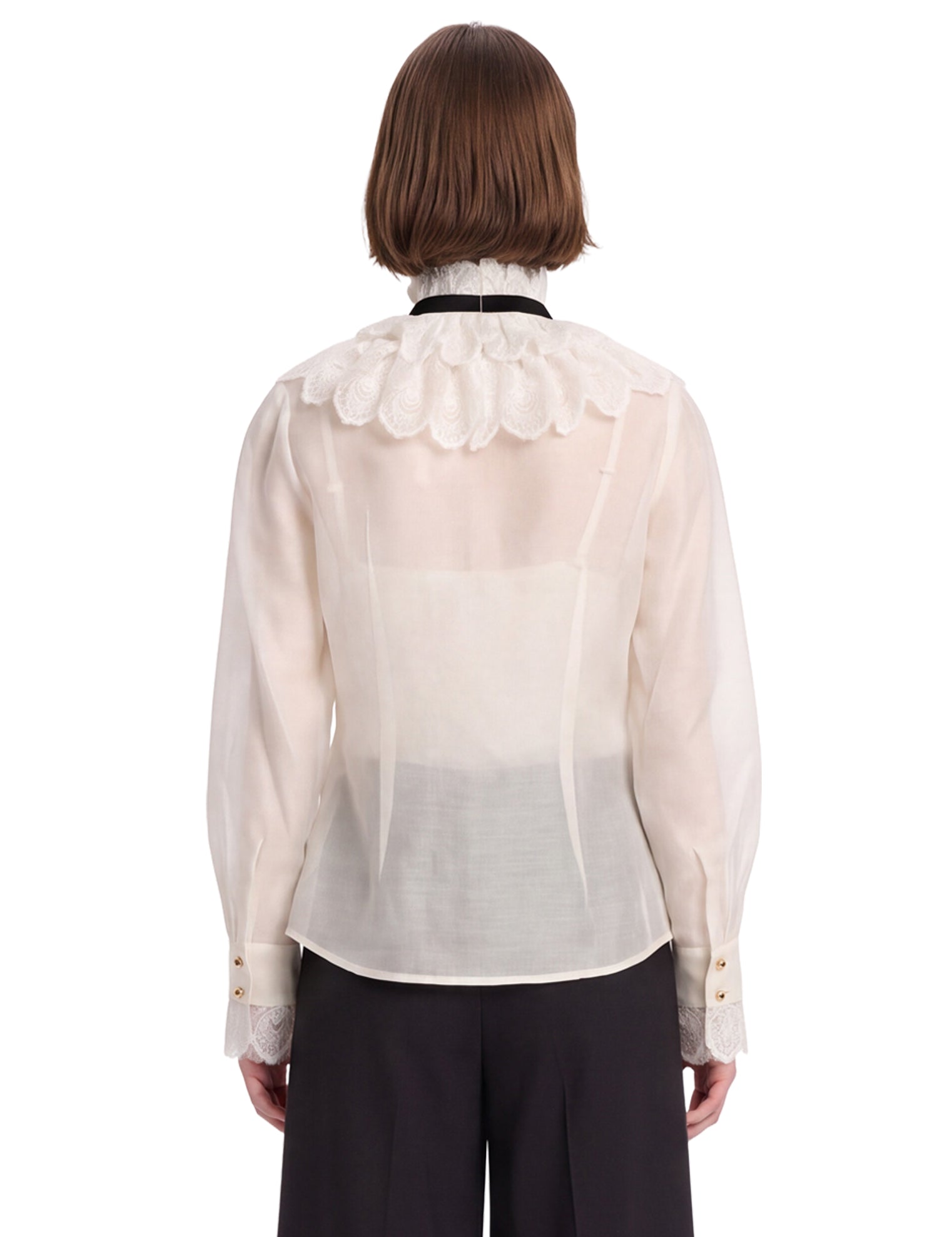 Blusa tuxedo modello Valiant in bianco 