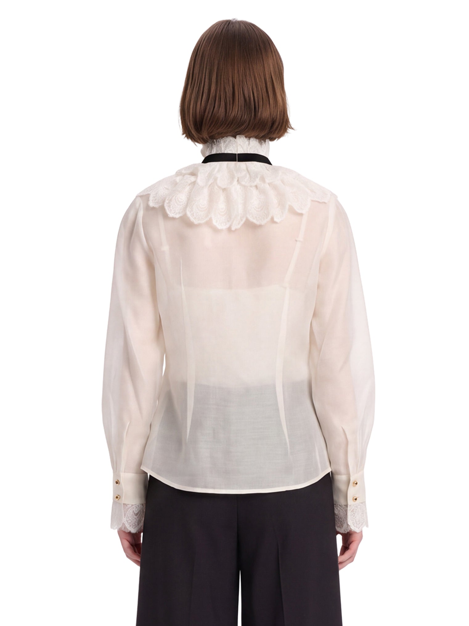 Blusa tuxedo modello Valiant in bianco 