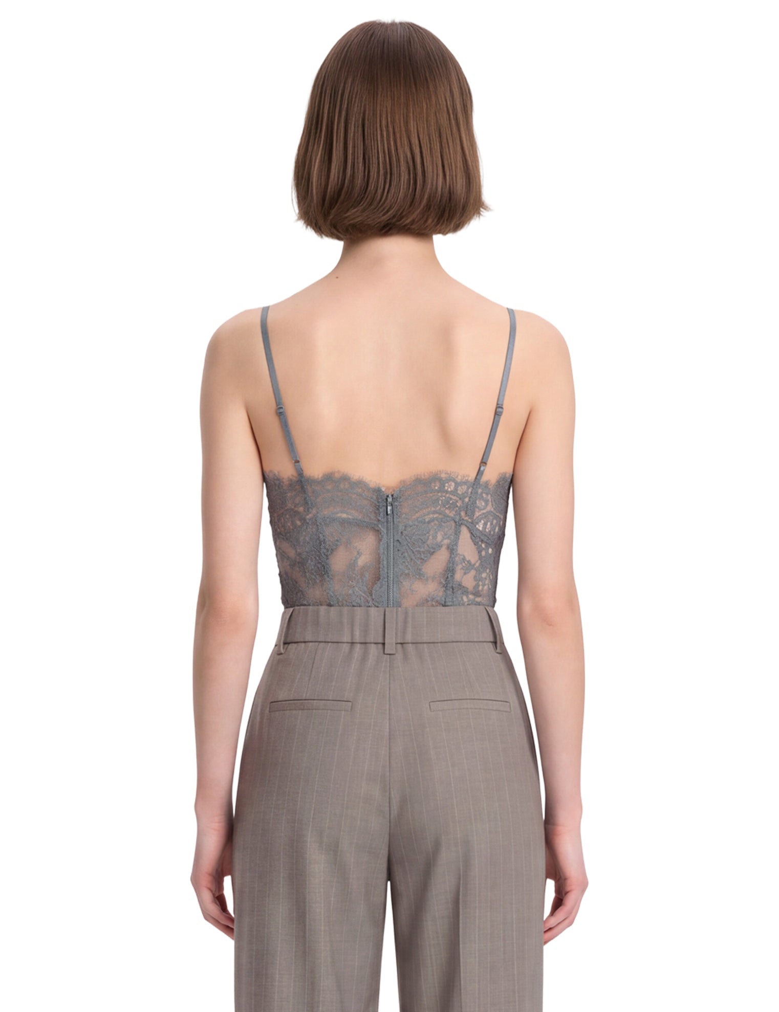 Body in pizzo teddy in grigio 