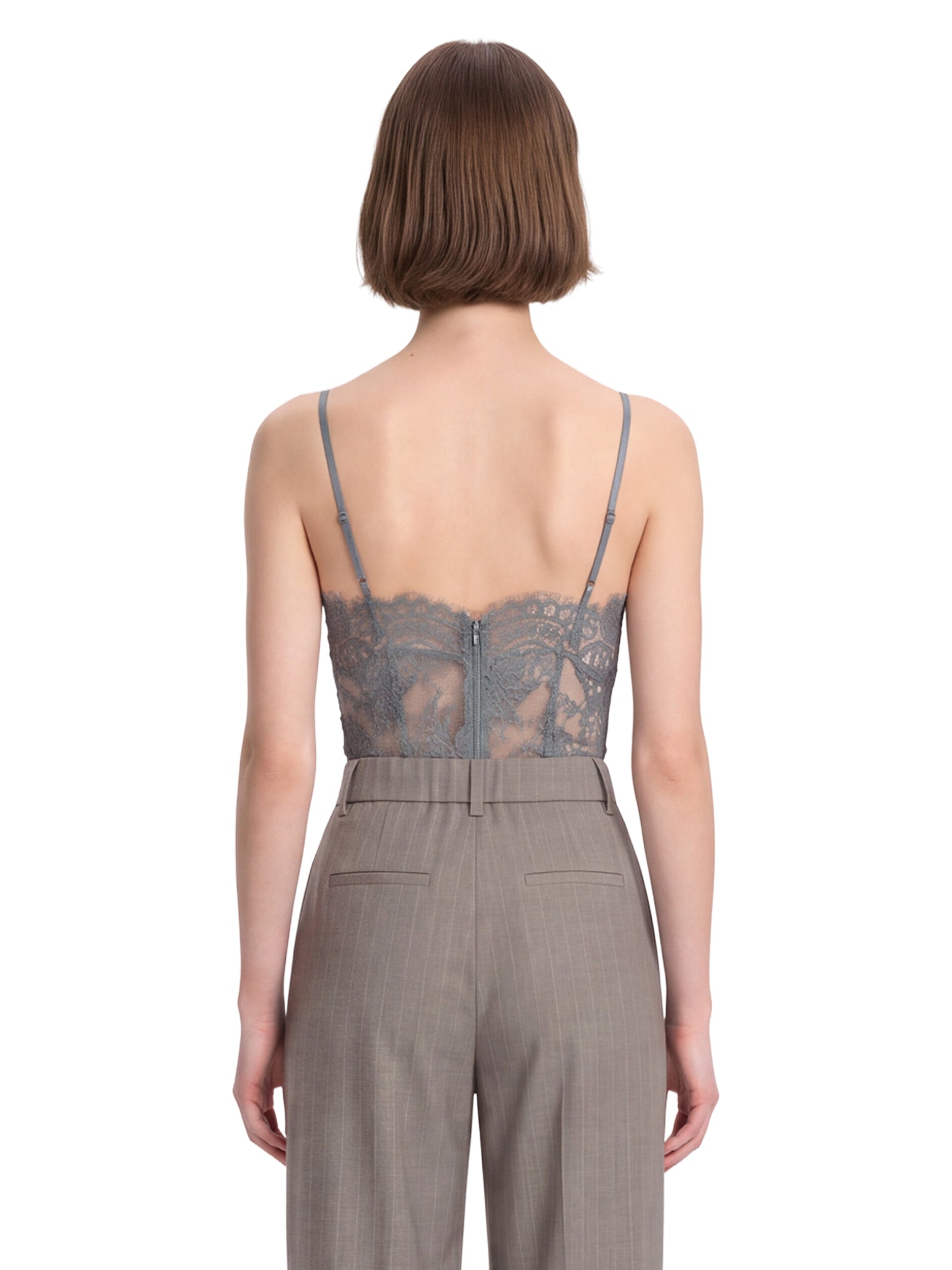 Body in pizzo teddy in grigio 