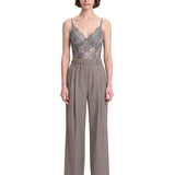 Body in pizzo teddy in grigio 