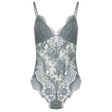 Body in pizzo teddy in grigio 