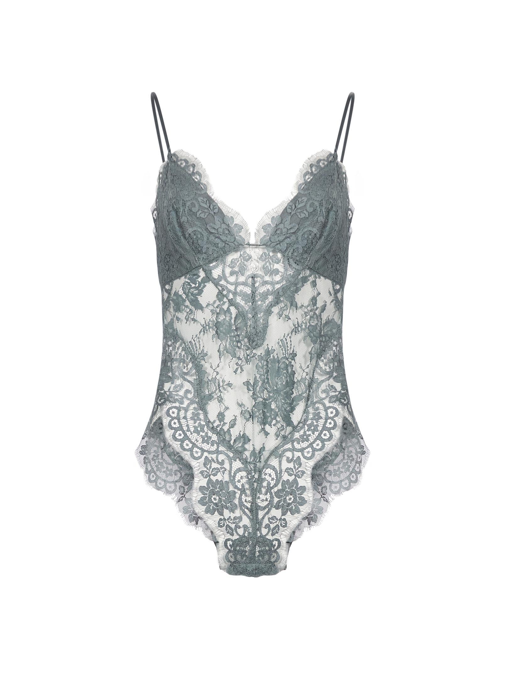 Body in pizzo Teddy in grigio 