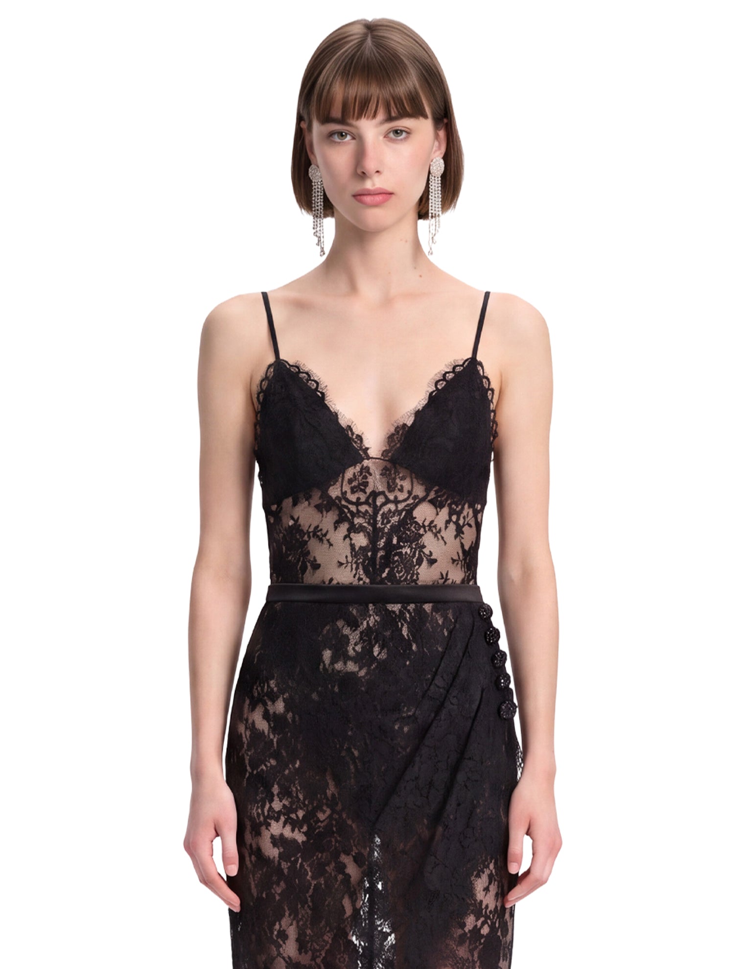 Body in pizzo teddy in nero 
