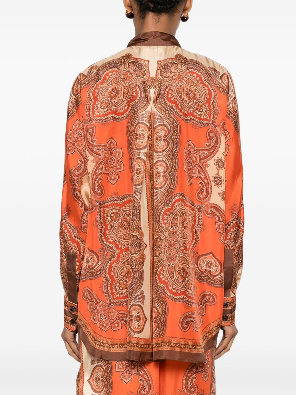 Camicia di seta con stampa paisley Mahon in arancione 