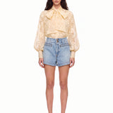 Shorts in denim a vita alta Indra in celeste 