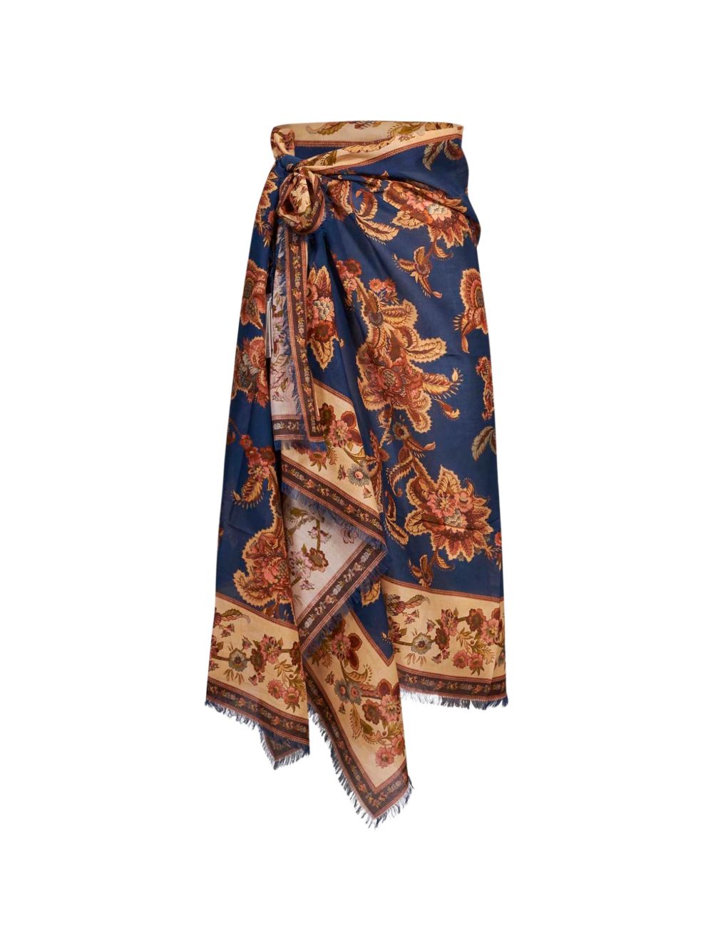 Gonna midi in seta navy/jade 