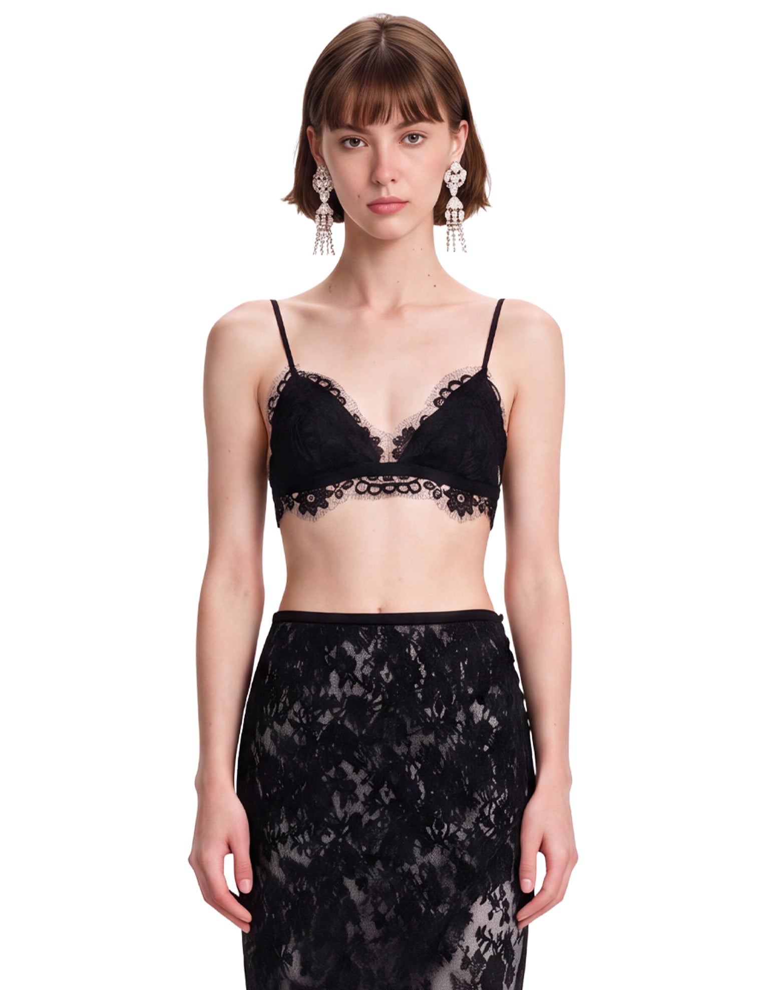Top in pizzo teddy in nero 