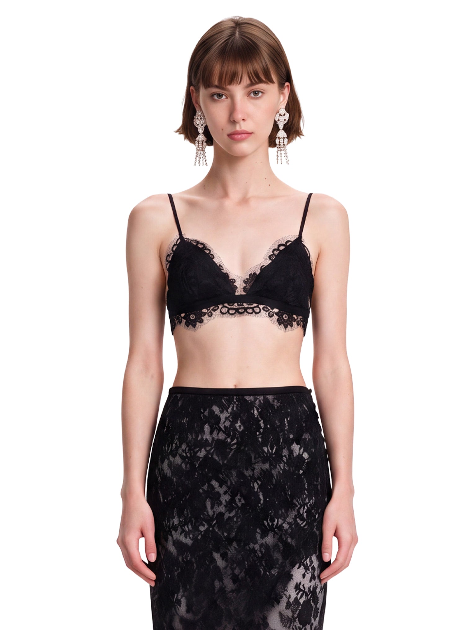 Top in pizzo teddy in nero 