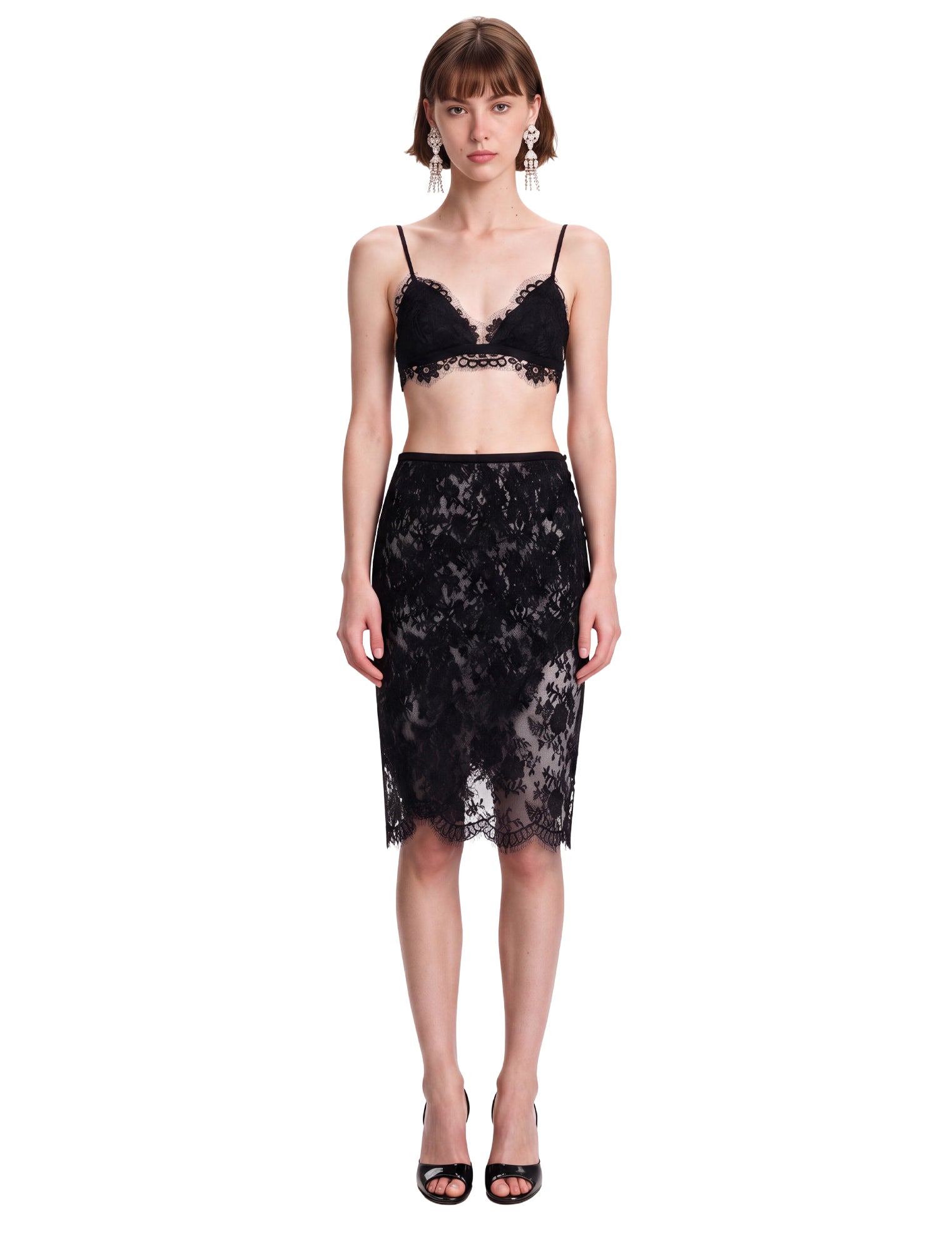 Top in pizzo teddy in nero 