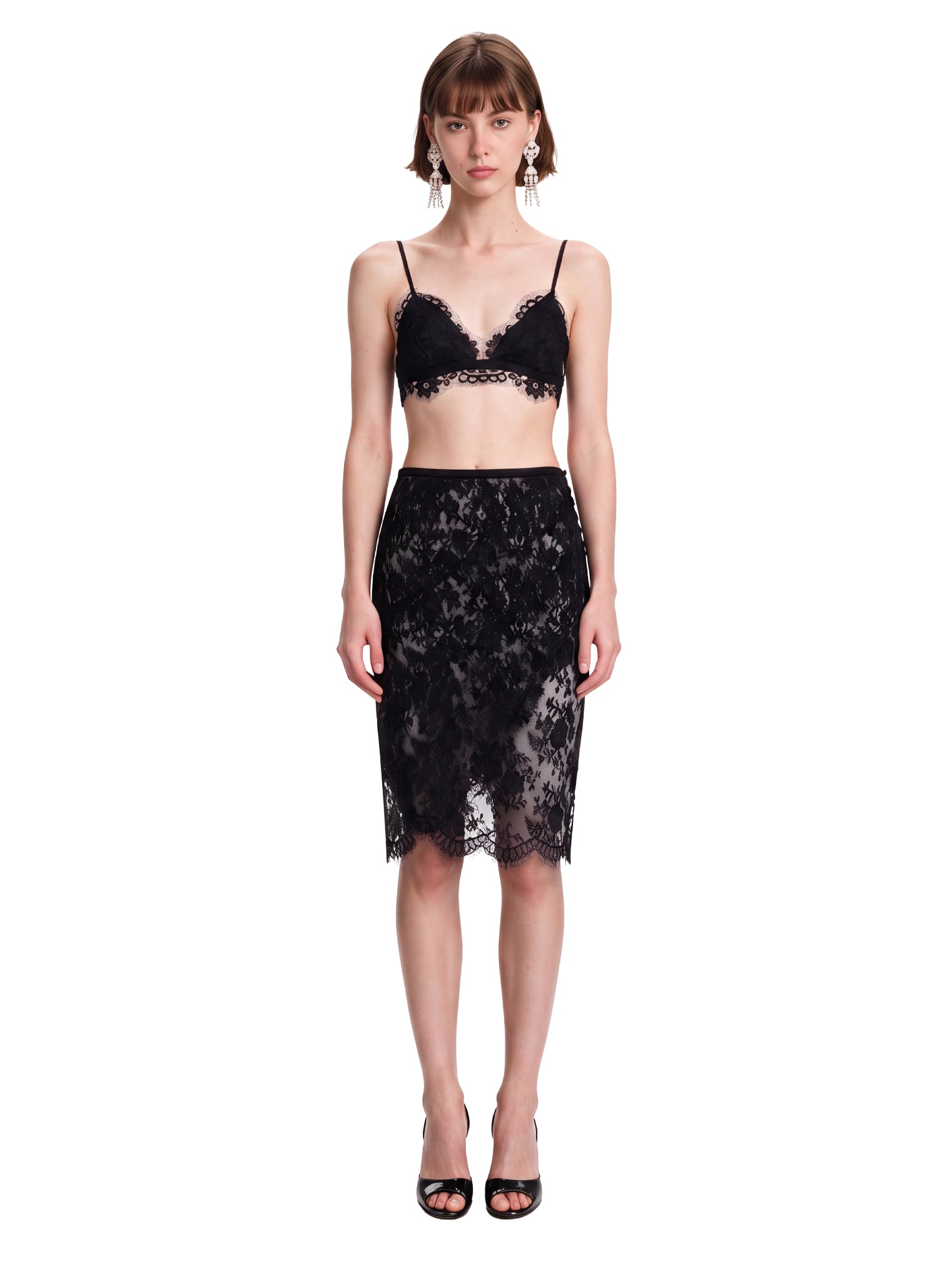 Top in pizzo teddy in nero 