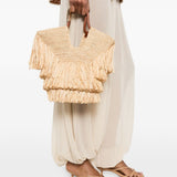 Borsa in raffia Goldentime in beige 