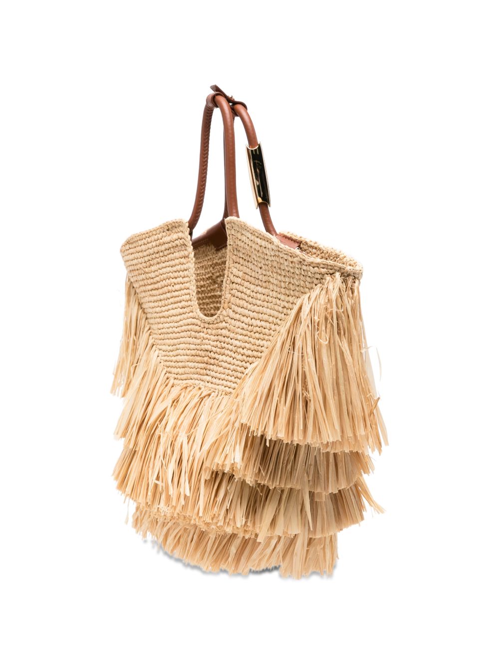 Borsa in raffia Goldentime in beige 