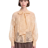 Blusa Valiant in pizzo con fiocco in beige 