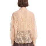 Blusa Valiant in pizzo con fiocco in beige 
