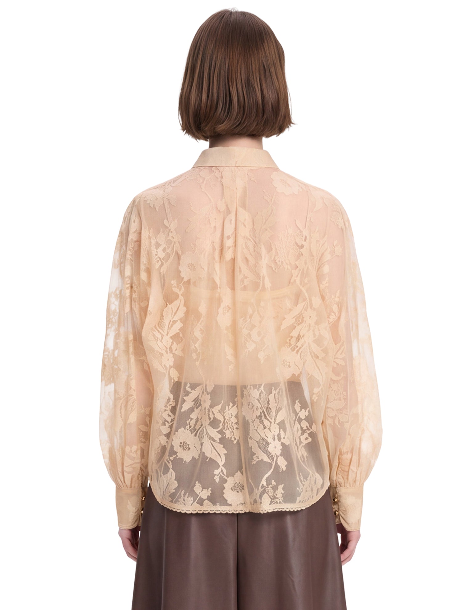 Blusa Valiant in pizzo con fiocco in beige 