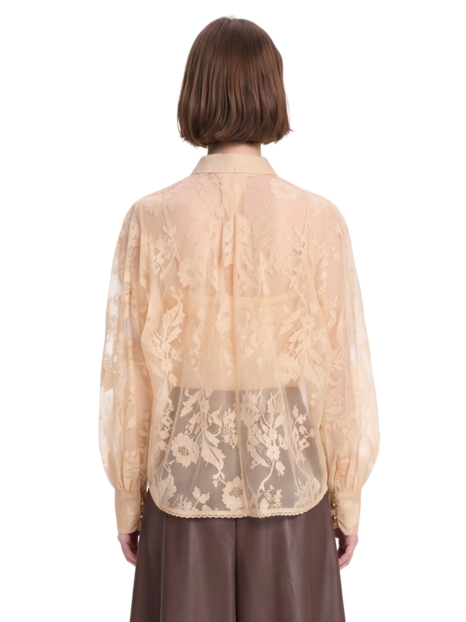 Blusa Valiant in pizzo con fiocco in beige 