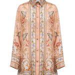 Camicia Roselight in seta floreale rosa 