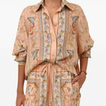 Camicia Roselight in seta floreale rosa 