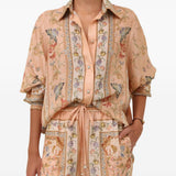Camicia Roselight in seta floreale rosa 