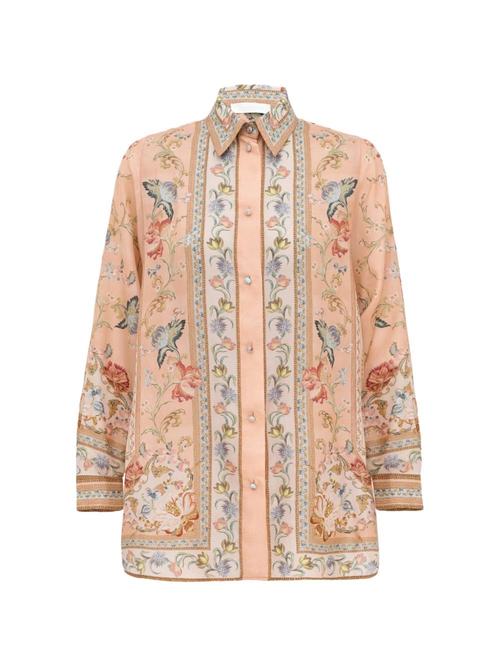 Camicia Roselight in seta floreale rosa 