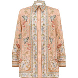Camicia Roselight in seta floreale rosa 