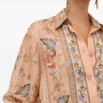 Camicia Roselight in seta floreale rosa 
