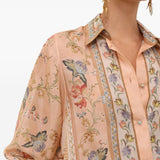 Camicia Roselight in seta floreale rosa 