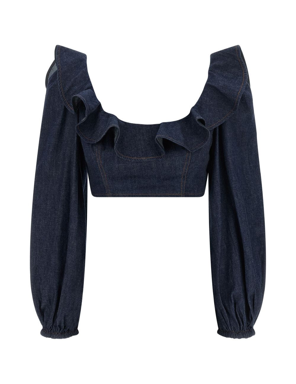 Top con volant Aster in blu 
