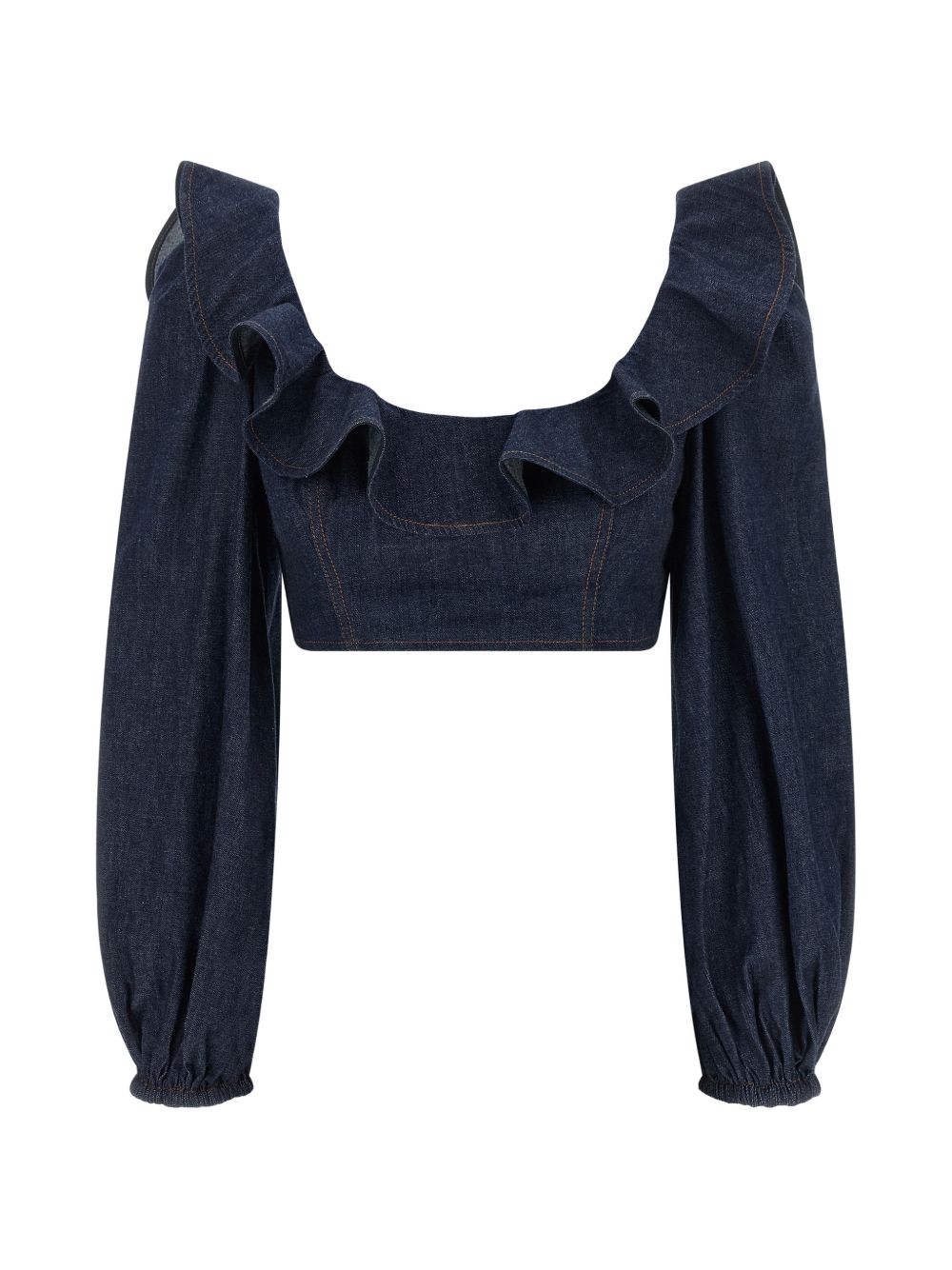 Top con volant Aster in blu 