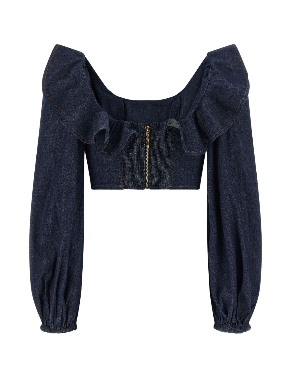 Top con volant Aster in blu 