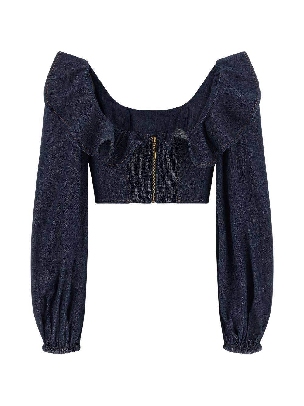 Top con volant Aster in blu 
