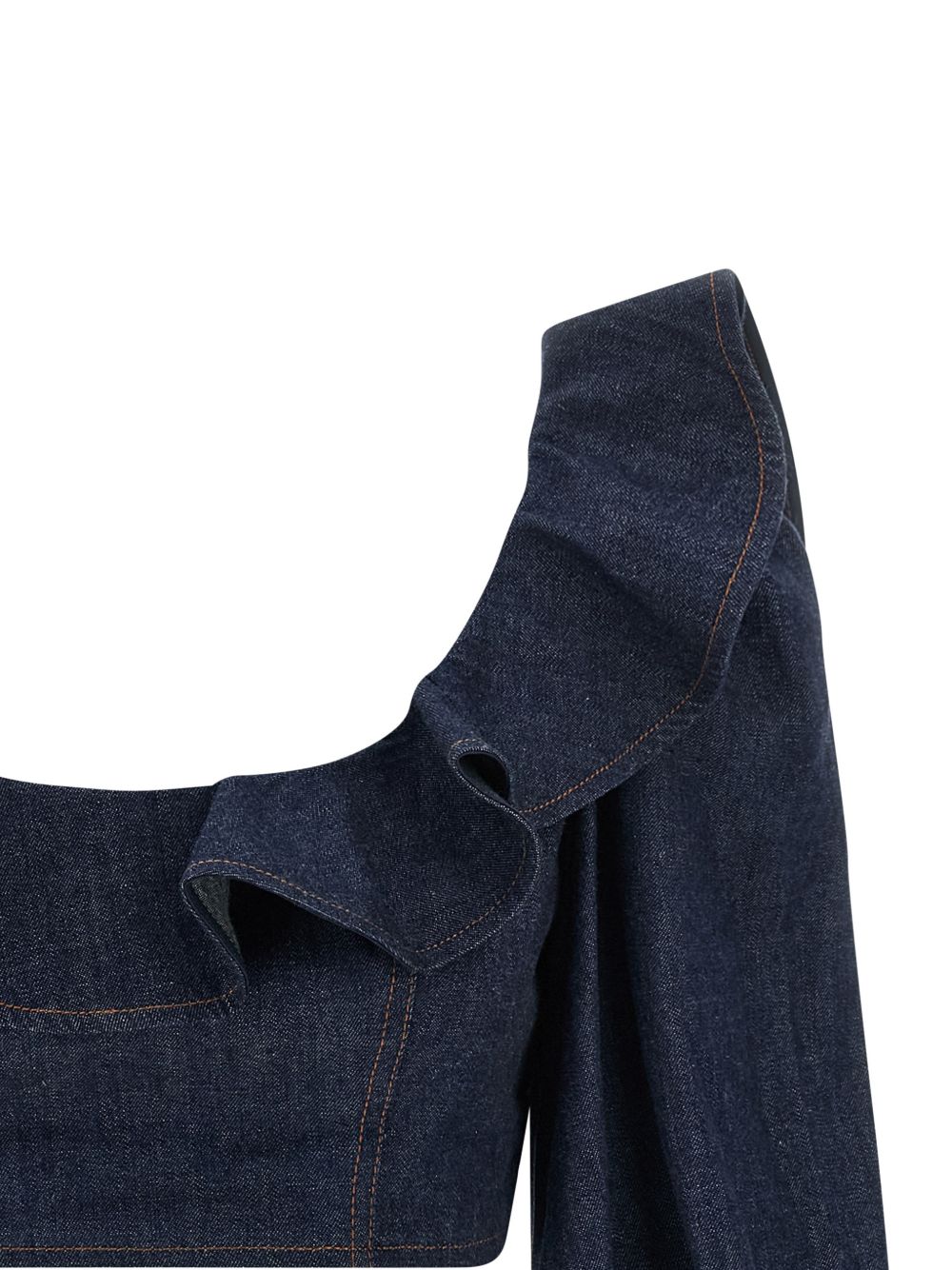 Top con volant Aster in blu 