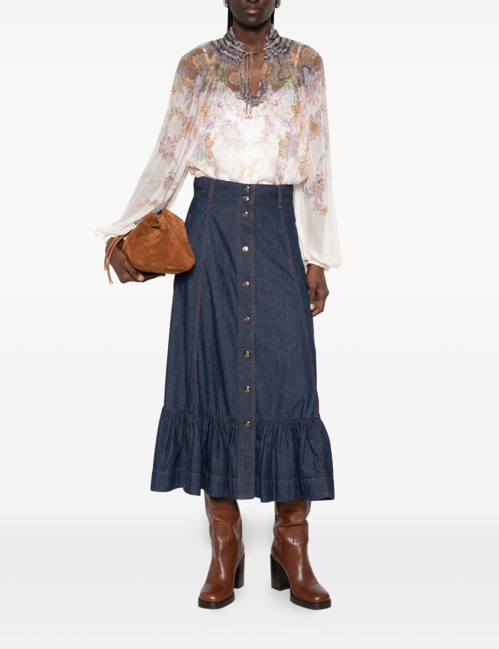 Gonna lung Aster in blu denim 