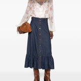 Gonna lung Aster in blu denim 