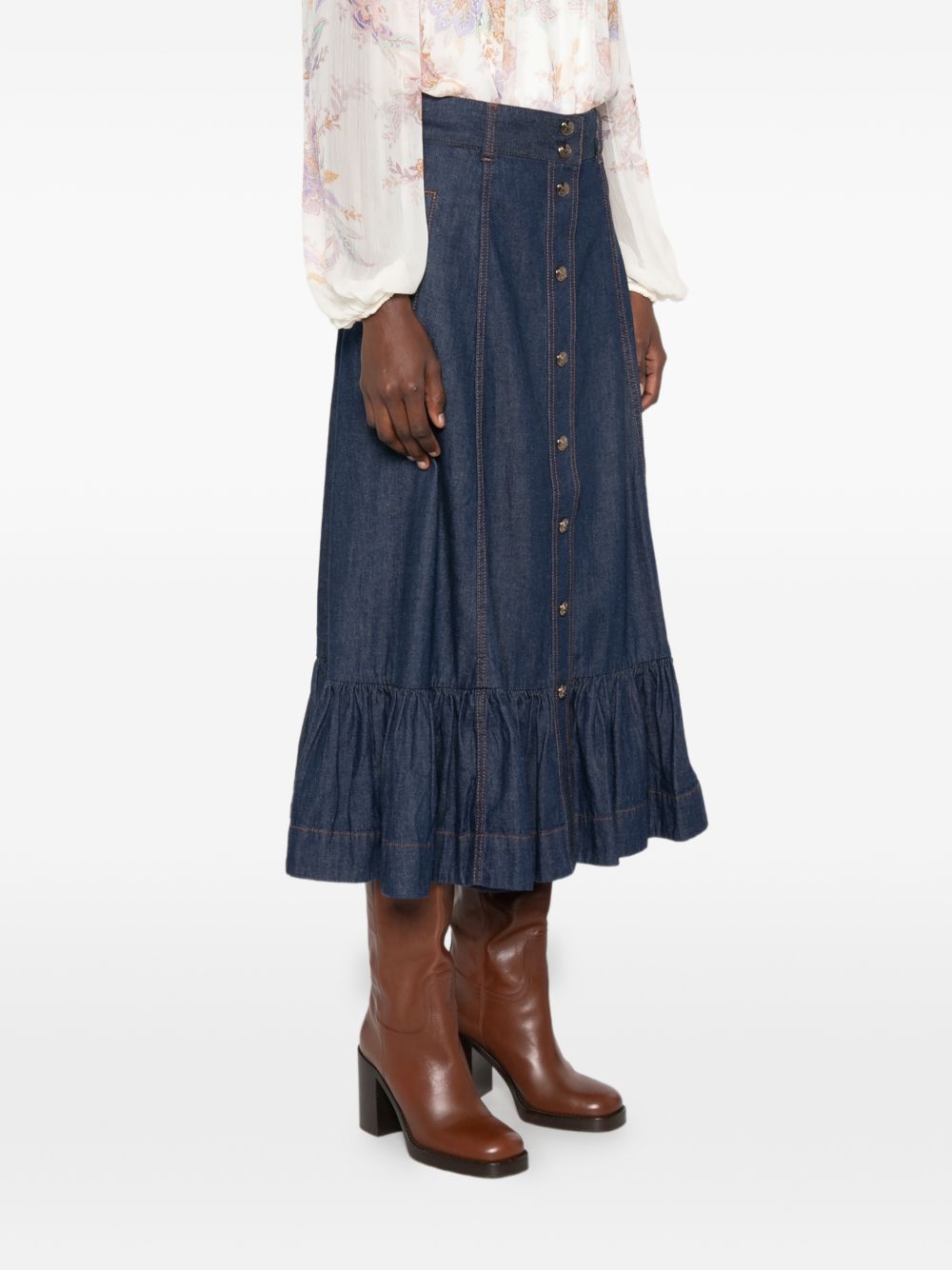 Gonna lung Aster in blu denim 