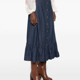 Gonna lung Aster in blu denim 