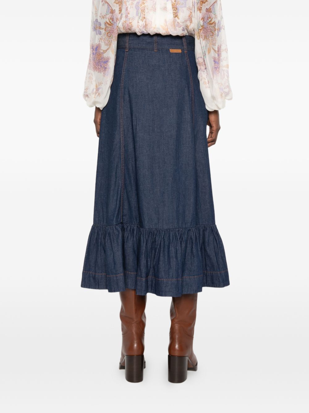 Gonna lung Aster in blu denim 