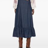 Gonna lung Aster in blu denim 