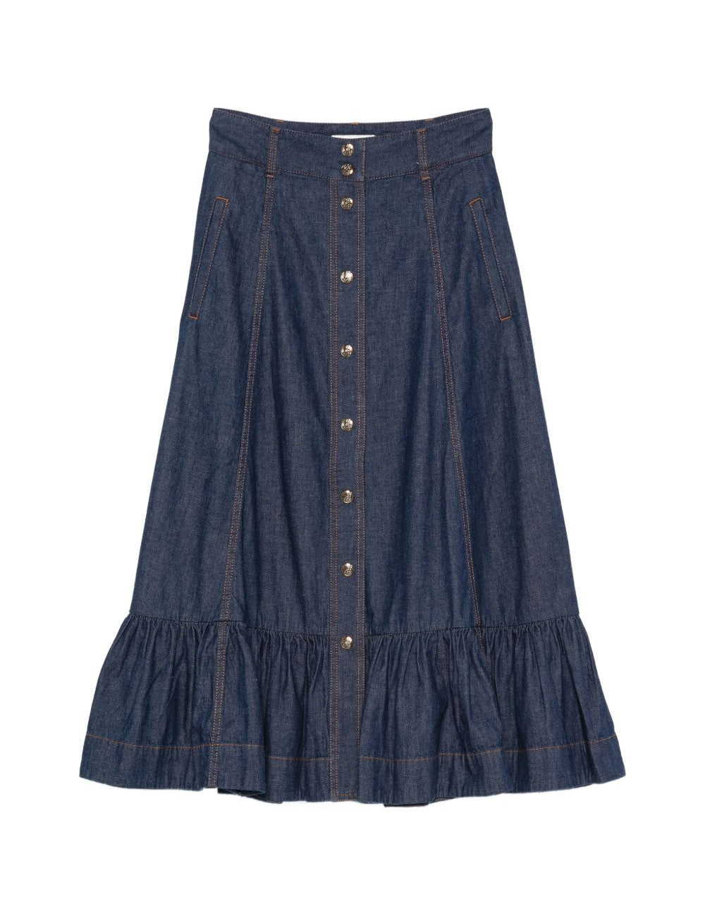 Gonna lung Aster in blu denim 
