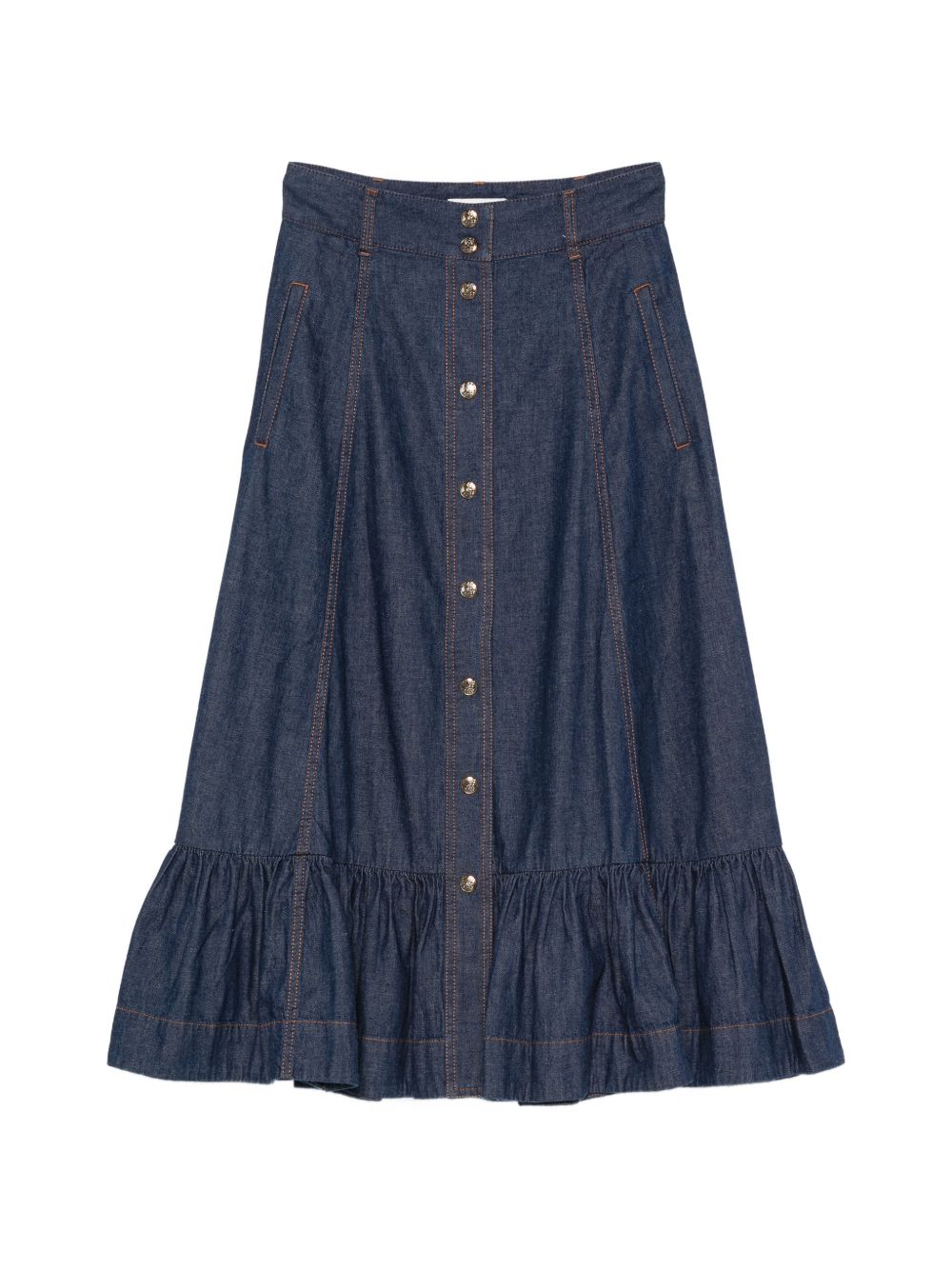 Gonna lung Aster in blu denim 