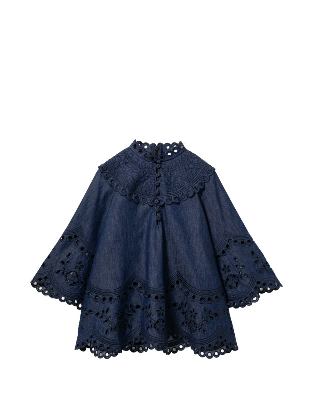 Blusa Mahon con ricami in blu 