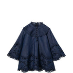 Blusa Mahon con ricami in blu 