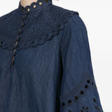Blusa Mahon con ricami in blu 