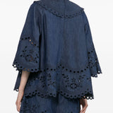 Blusa Mahon con ricami in blu 